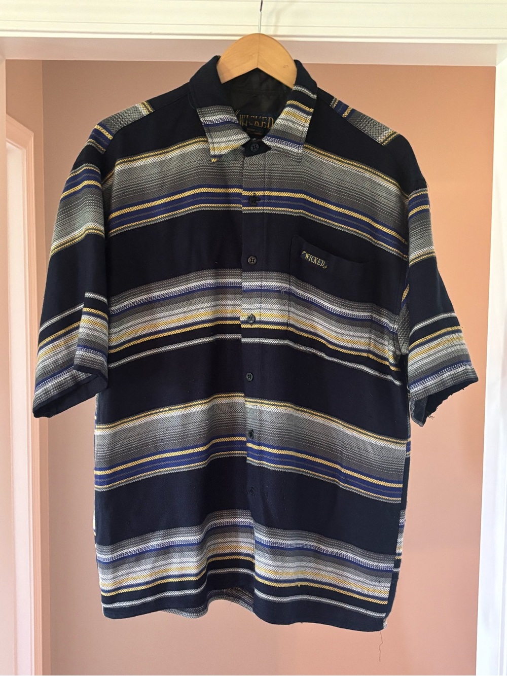 Wicked Navy Striped Short-Sleeve Button-Down Shirt